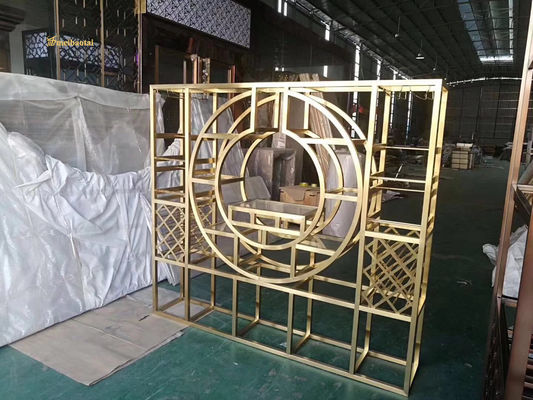 Bom preço Espelho de ouro decorativo divisor de quarto de aço inoxidável tamanho personalizável on-line