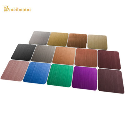 Bom preço Chapa de aço inoxidável 304 com superfície escovada e revestimento PVD colorido em tamanho de quatro pés para paredes de cozinha on-line
