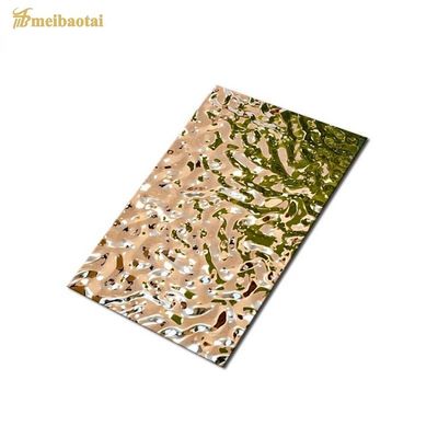 Placa de aço inoxidável laminada a frio de grau ASTM 304 com acabamento de espelho e padrão de onda de água