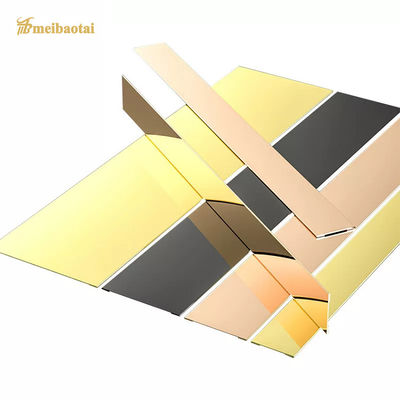 Acabamento de Azulejo de Aço Inoxidável Espelhado Dourado com 2,44m de Comprimento, Barra Plana Padrão JIS para Trabalhos Decorativos de Azulejo