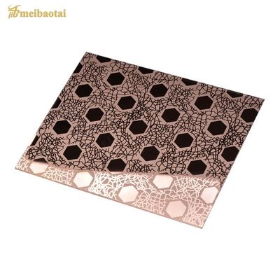 Bom preço Chapa de Aço Inoxidável para Elevador com Acabamento Polido Rose Gold e Gravação, Espessura de 0.95mm, Grau 304 on-line