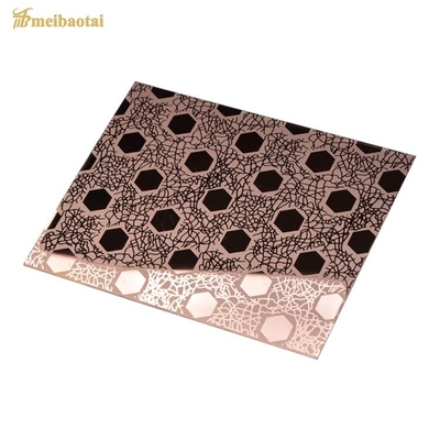 PVD Rosa dourada gravada folha de aço inoxidável espelho 304 placa