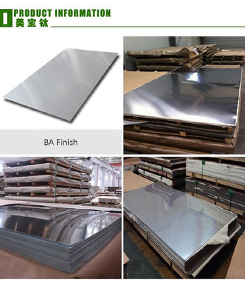 BA Finish Placa de aço inoxidável laminada a frio sustentável Dimensões personalizáveis para aplicações industriais