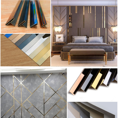 JIS azulejos de aço inoxidável Trim Profil U Decorativo Com V Groove