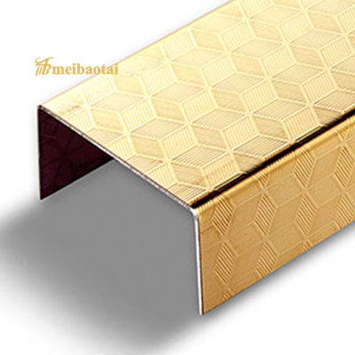 Bom preço Perfil de Borda Decorativa em Aço Inoxidável 304 em Forma de U, Dourado Espelhado, Prateado, Comprimento 3050mm on-line