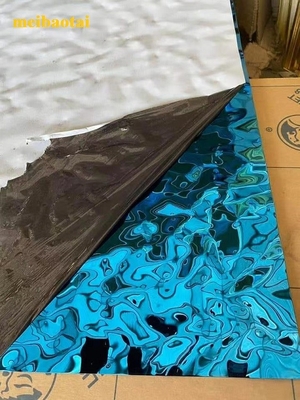 Ss304 201 Chapa de aço inoxidável Espelho azul Chapa ondulada de água Chapa de decoração