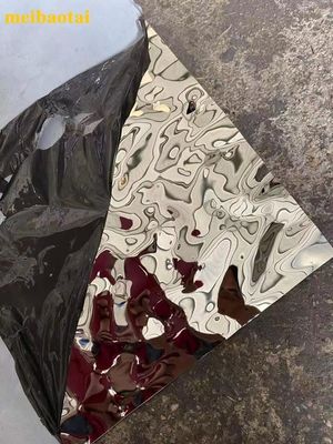 Bom preço Champanhe Ouro Espelho Azul Ondulação de Água Esferas de aço Decoração de parede Tecto de escritório on-line