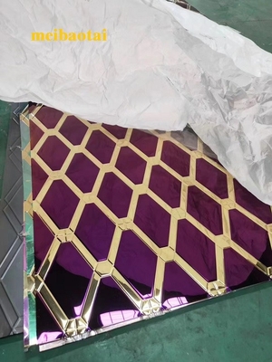 Ouro e Roxo Diamante de aço inoxidável folha de cor SS304 201 gabinete de decoração