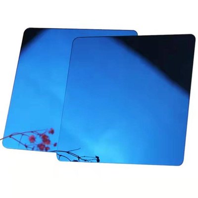 4*8FT Blue Mirror Pvd Color Coating Plaque de aço inoxidável Plaque de decoração