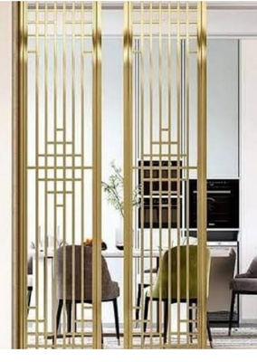 Bom preço Divisória de Sala em Aço Inoxidável Revestido a Ouro com 8mm de Espessura e Design Personalizado para Decoração de Hotel on-line