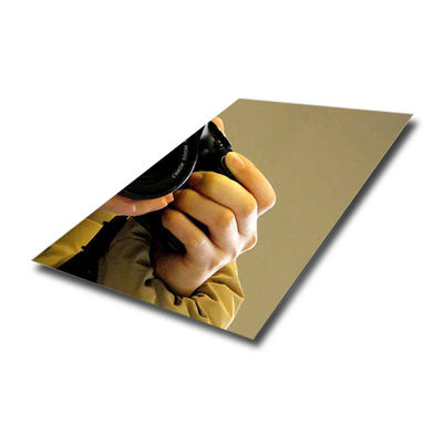 Chapa de Aço Inoxidável Espelhada Cor Champanhe Ouro PVD com Espessura de 0,3-1,2mm e Tamanho de 1219*2438mm Padrão ASTM