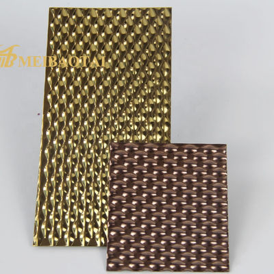 Chapa Decorativa de Aço Inoxidável 304 com Estampagem Dourada e Ouro Rosa 1219x2438mm