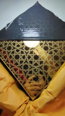 venda quente Gold Mirror aço inoxidável placa de decoração de folha gravada