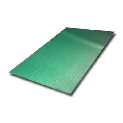 Chapa de Aço Inoxidável 201 com Acabamento Escovado e Revestimento PVD na Cor Esmeralda 1219x2438mm para Aplicações Decorativas