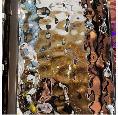 Bom preço Decoração de chapa de aço inoxidável com efeito espelhado prateado, ondulações de água, para KTV on-line