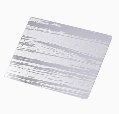 Folha de aço inoxidável em relevo de espelho de grau 201 durável, espessura de 0,85 mm para sinalização e decoração