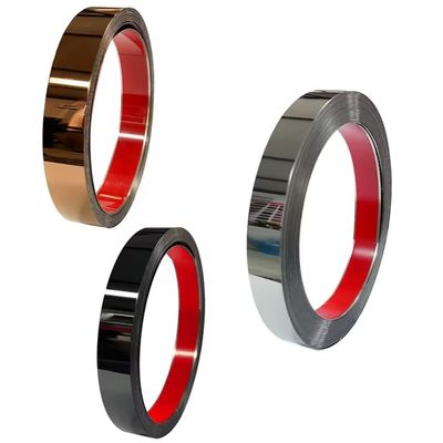 Bom preço Ouro Rosa Ouro Espelho Metal Aço Inox Adesivo Roll Flat Tape on-line