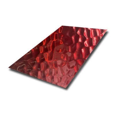 Chapa de Aço Inoxidável 304 Vermelho China com Design de Favo de Mel - Revestida com Cor PVD Estampada Decorativa