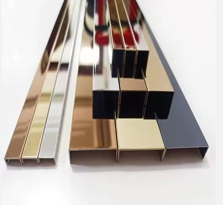 Bom preço Muralha de decoração de perfis U de aço inoxidável 8K com impressão anti-dedos e revestimento de cores PVD on-line