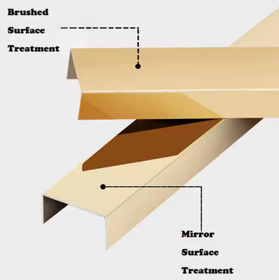 Linha de cabelo dourada / Espelho de ouro Aço inoxidável U Tiles Profil de decoração de corte