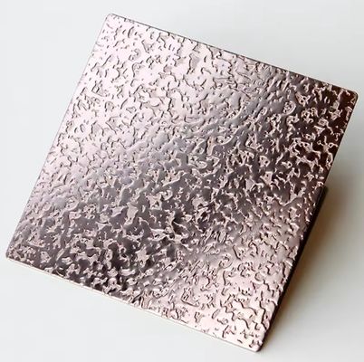 Chapa de Aço Inoxidável com Superfície Espelhada e Textura em Ouro Rosa, 0,85mm de Espessura, para Painel de Parede Decorativo