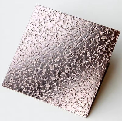 Parede de decoração com placa em relevo de aço inoxidável Rose Gold, Hotel