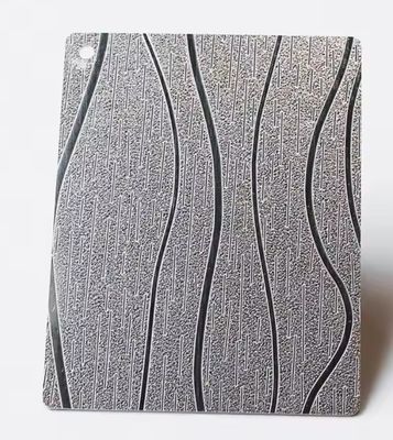 Folha de aço inoxidável em relevo de acabamento de espelho de prata - Grade 201 Painel de parede decorativo com espessura de 0,85 mm