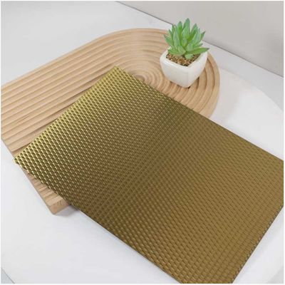Cor dourada 0,85 mm espessura superfície do espelho chapa de aço inoxidável em relevo para parede decorativa