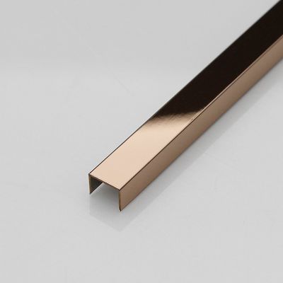 Rosa de ouro U Profil de aço inoxidável 304 Corner Tile Trim com espessura de 0,65 mm
