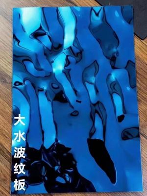 Chapa de Aço Inoxidável com Acabamento Espelhado e Revestimento PVD Azul em Ondas de Água, Espessura de 0,65mm para Aplicações Decorativas