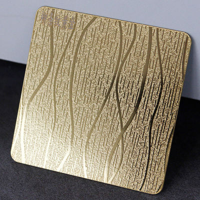 Bom preço Chapa de Aço Inoxidável com Padrão de Madeira Dourada em Relevo com 0,85mm de Espessura para Painéis Decorativos de Parede on-line