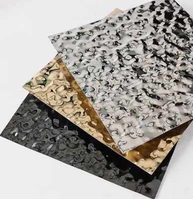 Espelho acabamento PVD Cor revestida 0,65 mm espessura de água ondulação chapa de aço inoxidável para teto e parede decorativos