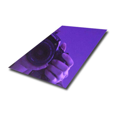Bom preço Folha de aço inoxidável decorativa de acabamento de espelho de PVD Violeta com espessura de 0,3-1,2 mm e tamanho de 1219*2438 mm on-line
