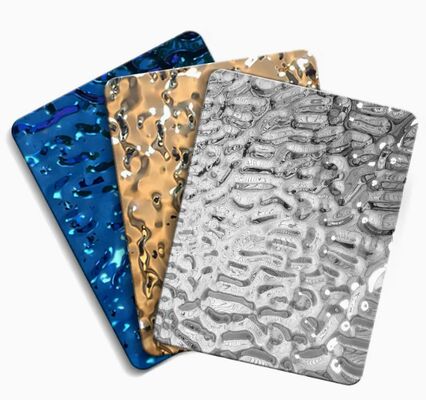 3D Mirror Finish Water Ripple Painéis de aço inoxidável para projetos hoteleiros