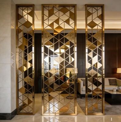 Bom preço Ecrã decorativo de parede de divisória de aço inoxidável de titânio de ouro moderno on-line