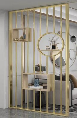 Ecrã de divisória de aço inoxidável elegante com design de prateleira de exibição