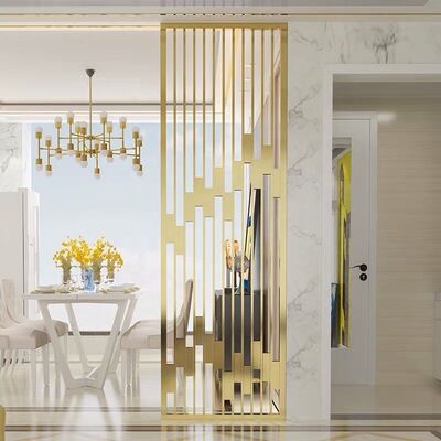Divisória de Sala em Aço Inoxidável Dourado de Luxo - Tela de Privacidade Elegante em Metal