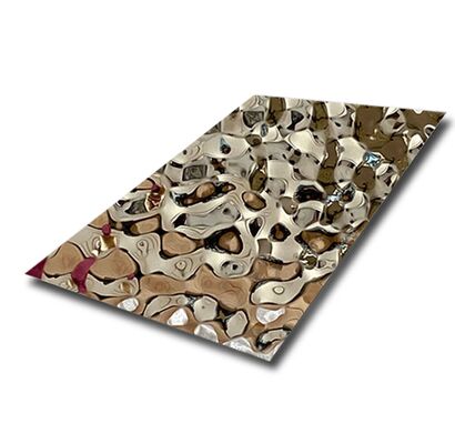 Chapas de aço inoxidável 304/316 com textura de onda de água espelhada para design de teto
