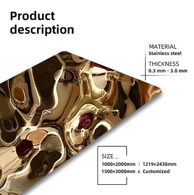 Bom preço Rose Gold Mirror Water Ripple Chapa de aço inoxidável para decoração de interiores on-line