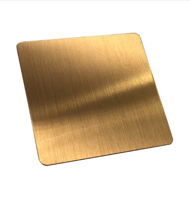 Chapa de aço inoxidável de ouro escovado, chapa de metal revestida com Ti-PVD