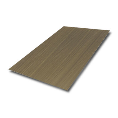 Chapa de aço inoxidável 304 com acabamento escovado, espessura de 0,65 mm, cor bronze escurecido