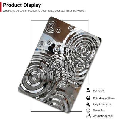 Bom preço Chapa de Aço Inoxidável 304 com 0,65mm de Espessura, Acabamento Espelhado Prata, Padrão Ondulado para Decoração de Teto on-line