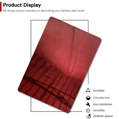 Bom preço Chapa de Aço Inoxidável 304 Cor Vermelho Espelho PVD China Norma EN Placa Decorativa on-line