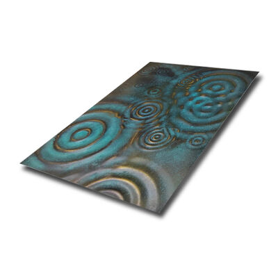 Folha em relevo de aço inoxidável 304 com padrão ondulado de gotas de chuva e espessura de 0,85 mm para uso decorativo