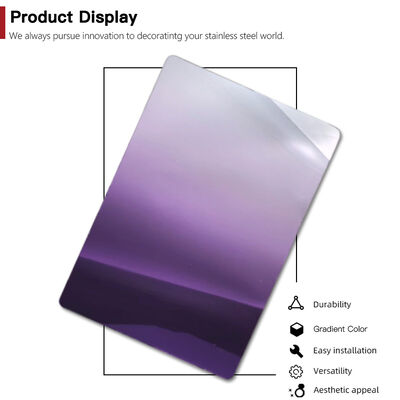 Bom preço Chapa Decorativa de Aço Inoxidável PVD Roxo e Cinza Gradiente Polido Espelhado Grau 304 para Decoração Residencial on-line