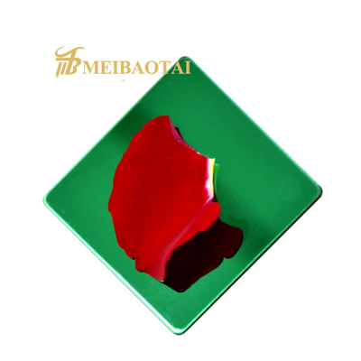 o espelho verde SS de 4*8ft colore a placa de aço inoxidável 2.0mm da cor da decoração da folha