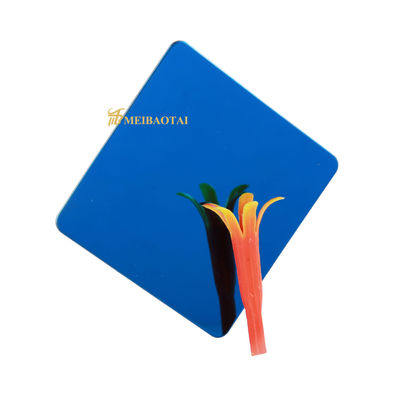 Espelho acabamento PVD azul revestido folha de aço inoxidável colorido 0,65 mm espessura para uso decorativo