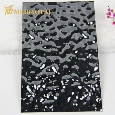 Bom preço Chapa de aço inoxidável com revestimento PVD anodizado preto e padrão de ondulação d'água, tamanho 1219mmx2438mm para parede e teto decorativos on-line