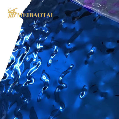 0.55mm Espessura Azul PVD revestido de espelho acabamento de água ondulação chapa de aço inoxidável para aplicações decorativas
