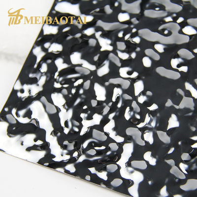Chapa de Aço Inoxidável com Padrão de Ondas de Água Preto Espelhado, Grau 201, Tamanho 2438mm para Decoração de Parede e Teto de Luxo